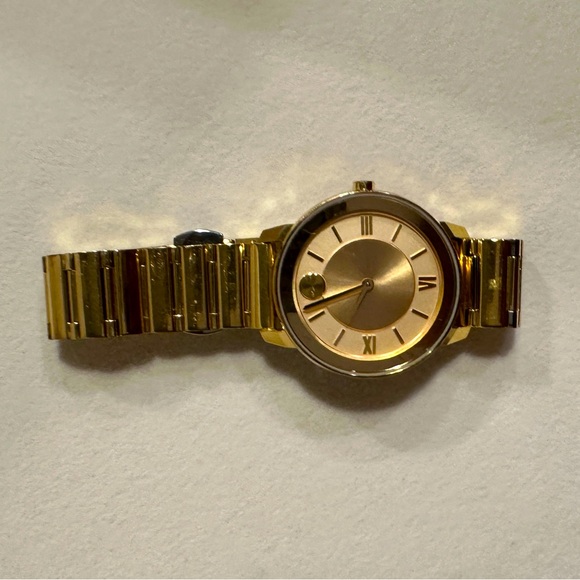 Movado Bold SWISS Quartz Yellow Gold IP Stainless Steel Ladies Watch - Picture 6 of 7